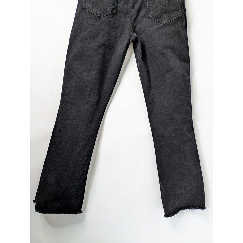 MOTHER Hustler Ankle Fray Jeans 30 Black High Rise Crop Raw Hem Not Guilty - Picture 7 of 15